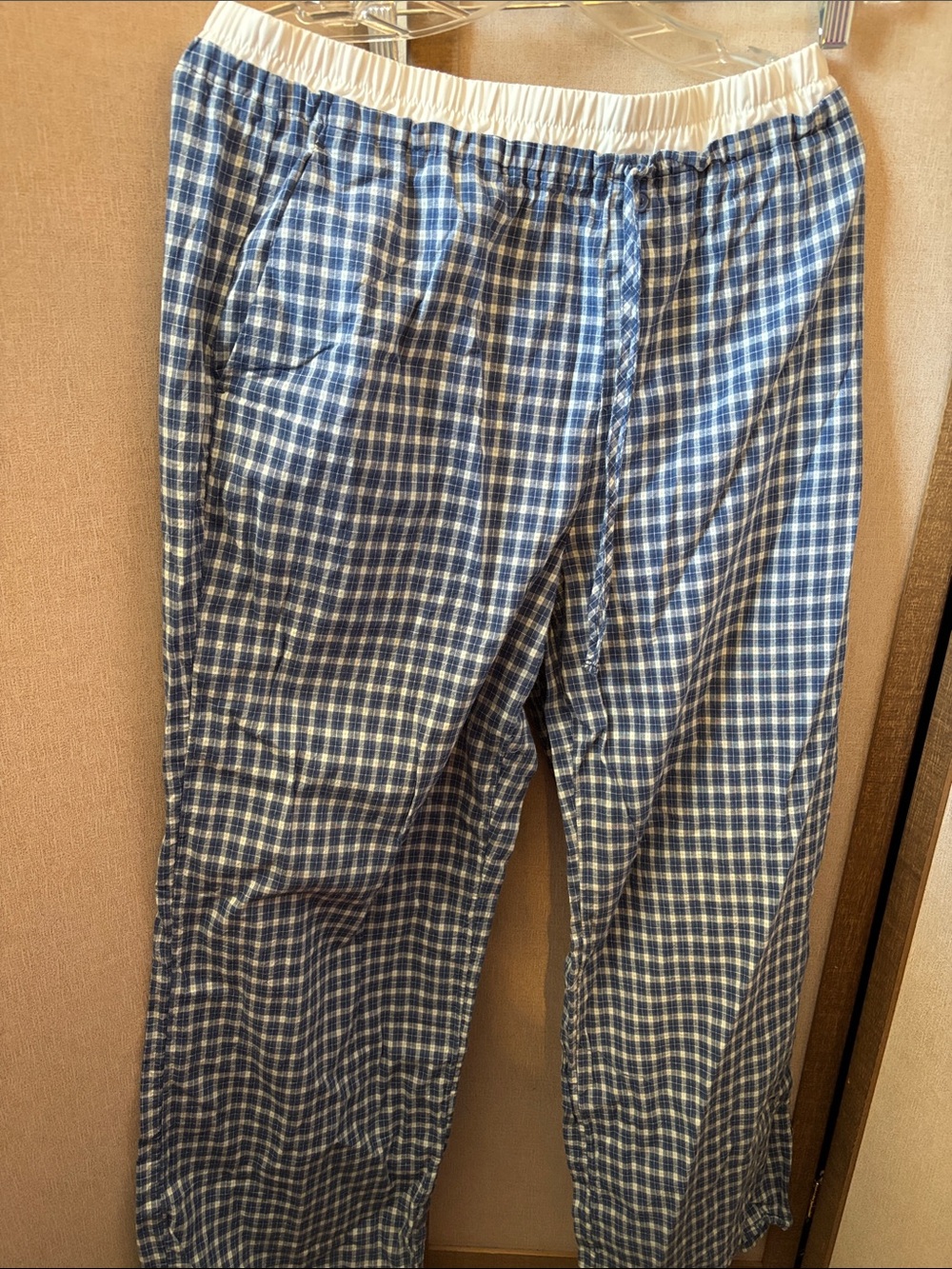 No Boundaries Navy and White Plaid Lounge Pants Large